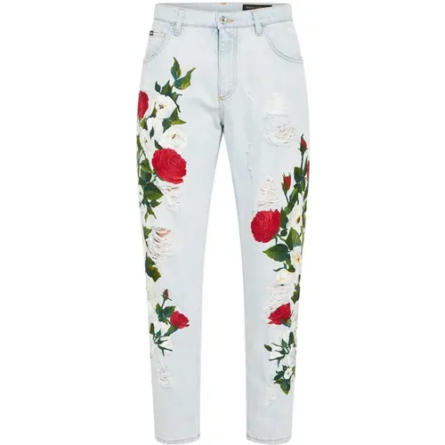 Embroidered Denim Jeans , male, Sizes: 4XL, 3XL, 2XL - Dolce & Gabbana - Modalova