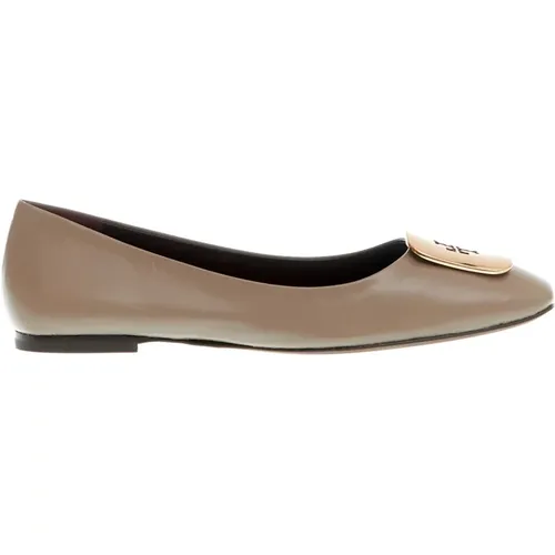 Ballerina Shoes Fango with Gold Logo , female, Sizes: 3 UK, 7 UK, 4 UK, 4 1/2 UK, 6 1/2 UK - TORY BURCH - Modalova