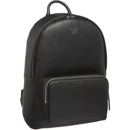 Men Eco Leather Backpack with Logo , male, Sizes: ONE SIZE - Emporio Armani - Modalova