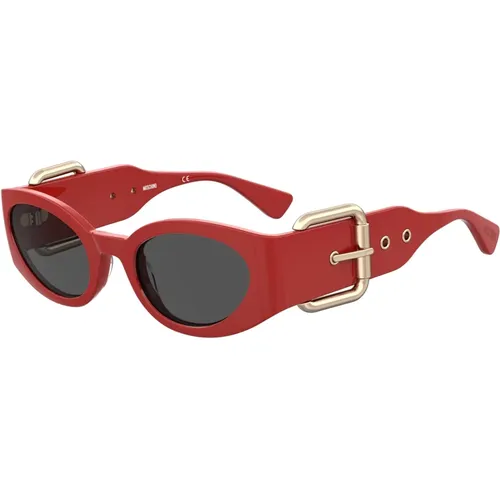 Rot/Dunkelgrau Sonnenbrille , Damen, Größe: 53 MM - Moschino - Modalova
