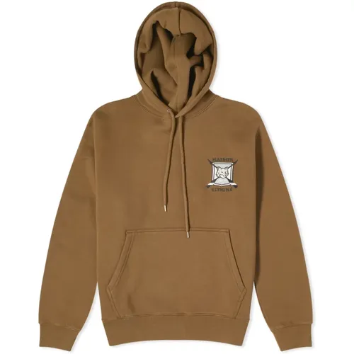 Fuchs Logo Hoodie Khaki Sweatshirt , Herren, Größe: L - Maison Kitsuné - Modalova