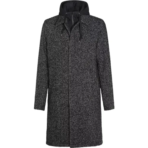 Grey Wool Coat with High Collar , male, Sizes: M, XL - Herno - Modalova