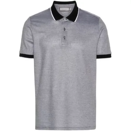 Polo mit Kontrastbesatz,Hellblaues Polo Shirt - Canali - Modalova