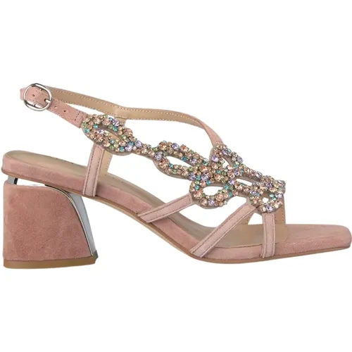 Rhinestone Square Heel Sandal , Damen, Größe: 37 EU - Alma en Pena - Modalova