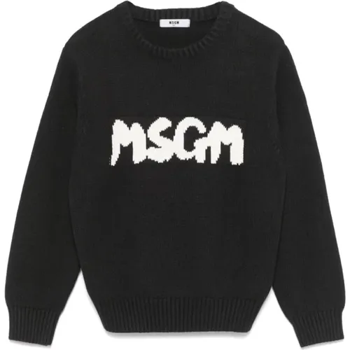 Schwarzer Pullover mit 110 Stil,Rosa Strickpullover,Schwarz Jumper - MSGM - Modalova