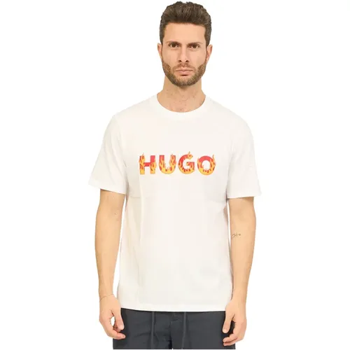 Flame Logo T-shirt , male, Sizes: M, XL, 2XL, L, S - Hugo Boss - Modalova