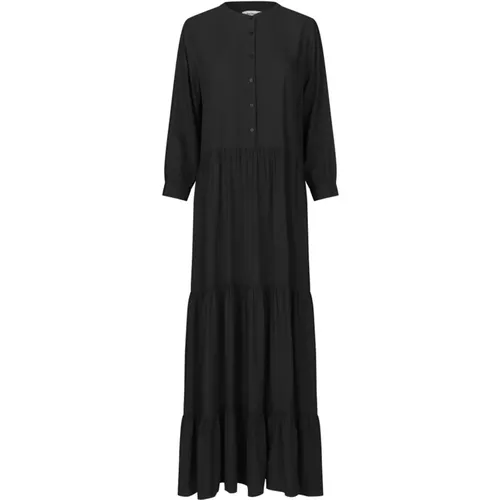 Schwarzes Maxikleid mit Rüschen , Damen, Größe: L - Lollys Laundry - Modalova