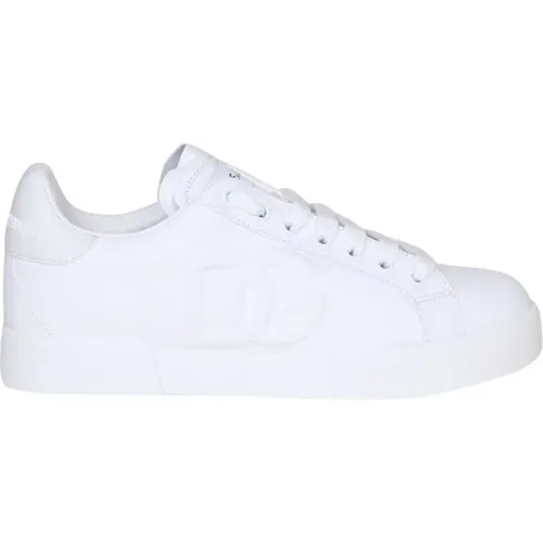 Weiße Low-Top Sneakers , Damen, Größe: 37 1/2 EU - Dolce & Gabbana - Modalova