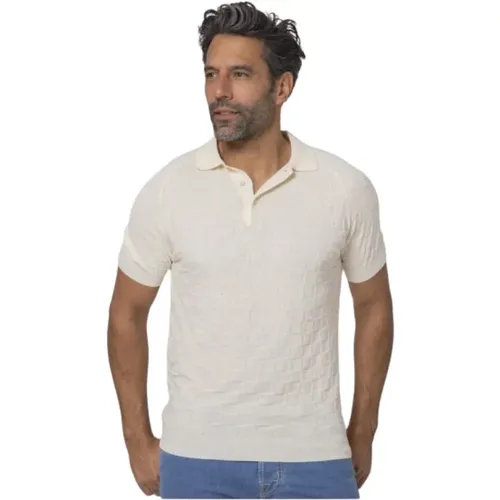 Ecru Geometrisches Polo-Shirt , Herren, Größe: M - Gran Sasso - Modalova