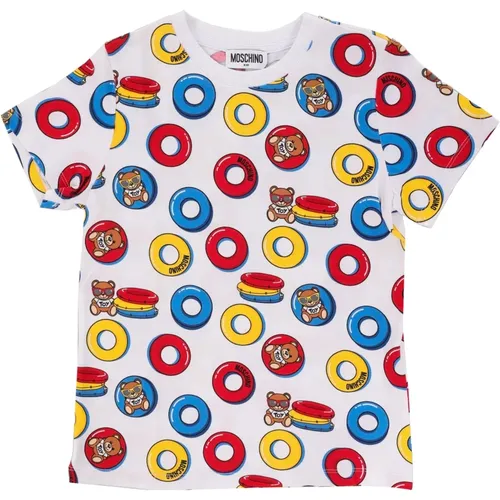 Weißes Regular Fit T-Shirt für Kinder - Moschino - Modalova