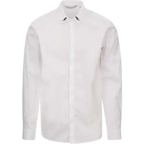 Slim Fit Long-Sleeved Shirt with Printed Logo , male, Sizes: S - Neil Barrett - Modalova