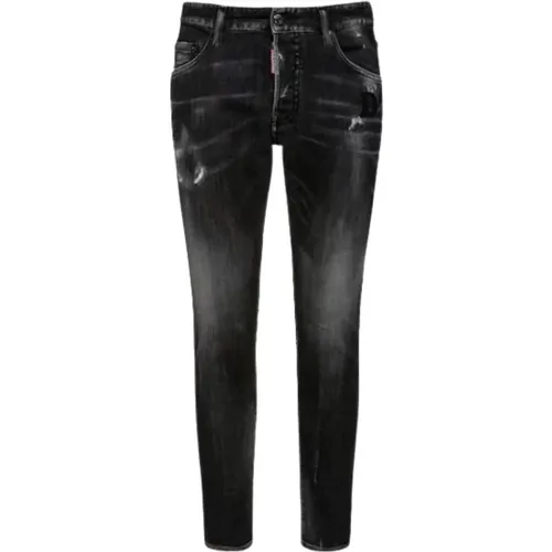 Schwarze & Graue Slim-Fit Denim Jeans - Dsquared2 - Modalova