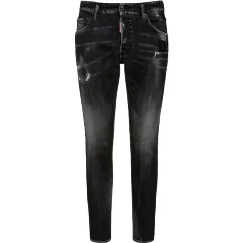 Schwarze & Graue Slim-Fit Denim Jeans , Herren, Größe: M - Dsquared2 - Modalova