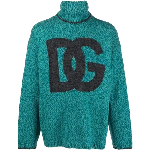 Intarsia-Knit Logo Jumper Sweater , male, Sizes: M - Dolce & Gabbana - Modalova