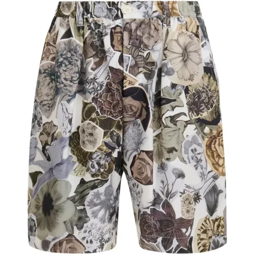 Habotai silk drawstring shorts with nocturnal print , male, Sizes: L, M - Marni - Modalova