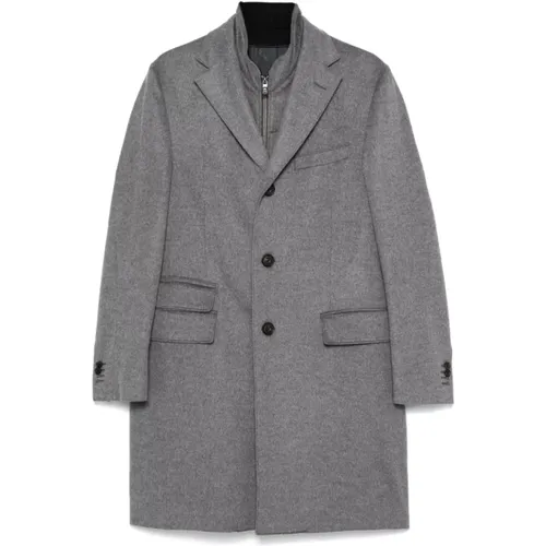 Grey Wool Coat Brushed Finish , male, Sizes: 2XL, XL, L - Corneliani - Modalova