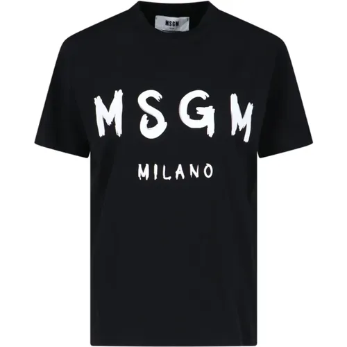 Schwarze T-Shirts und Polos , Damen, Größe: 2XS - Msgm - Modalova