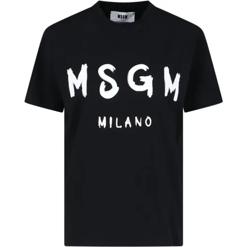 Schwarze T-Shirts und Polos , Damen, Größe: S - MSGM - Modalova