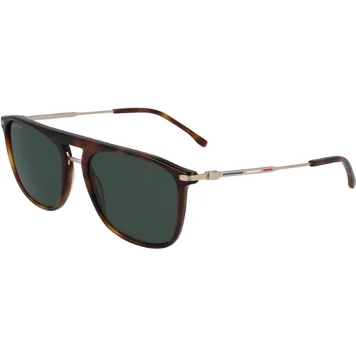 Klassische Sonnenbrille in Havana Grün , Herren, Größe: 55 MM - Lacoste - Modalova