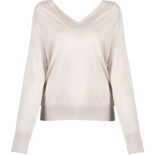 Lyocell wool v-neck sweater , female, Sizes: L, XS, XL, S, M - Calvin Klein - Modalova