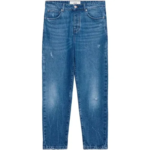 Blaue Gerades Jeans Tapered Fit , Herren, Größe: W31 - Ami Paris - Modalova