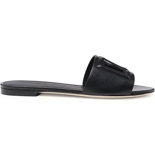 Schwarze Leder-Millennials-Flats , Damen, Größe: 39 1/2 EU - Dolce & Gabbana - Modalova