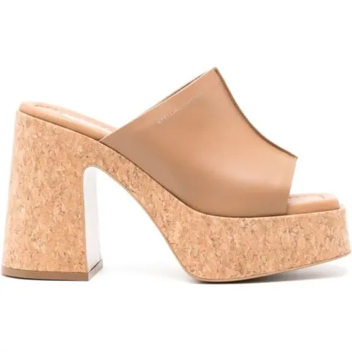 Braune Kork-Plateau-Mules , Damen, Größe: 39 1/2 EU - Stella Mccartney - Modalova