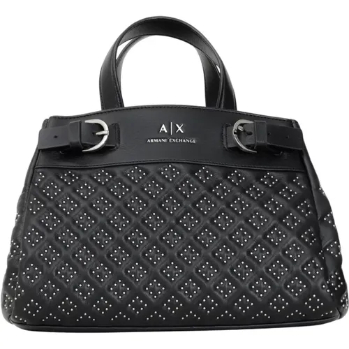 Schwarze Handtasche mit Nieten - Armani Exchange - Modalova