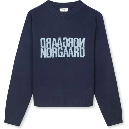 Logo Wool Sweater - Dark , female, Sizes: XL, M, L, S, 2XL - Mads Nørgaard - Modalova