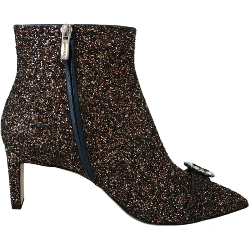 Sparkling Amethyst Boots with Glitter Heels , female, Sizes: 8 1/2 UK - Jimmy Choo - Modalova