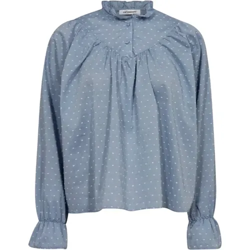 Blaue Punkt-Bluse mit Schönen Details , Damen, Größe: M - Co'Couture - Modalova