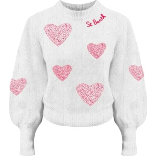 Heart Print Crew Neck Sweater , female, Sizes: S - MC2 Saint Barth - Modalova