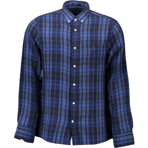 Blaues Baumwollhemd, Langarm, Regular Fit - Gant - Modalova