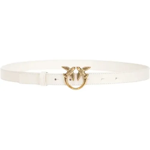 Love Birds Diamond Cut Leather Belt , female, Sizes: M - pinko - Modalova