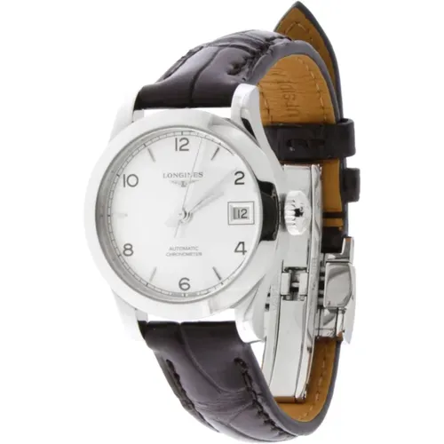 Automatic Silver Dial Leather Strap Watch , female, Sizes: ONE SIZE - Longines - Modalova