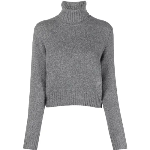 Cashmere Turtleneck with Logo , female, Sizes: L - Ami Paris - Modalova