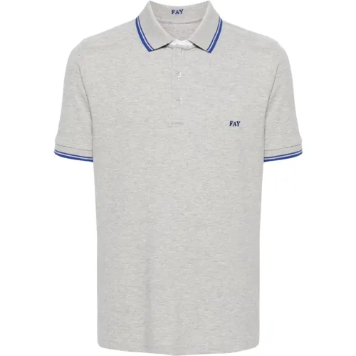 Striped Polo Shirt Cotton Blend , male, Sizes: L - Fay - Modalova