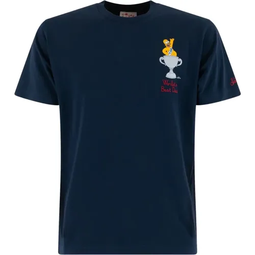 Homer Blaues T-Shirt , Herren, Größe: M - Saint Barth - Modalova