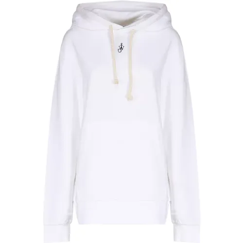 Weiße Kapuzenpullover aus Baumwoll-Seidenmischung , Damen, Größe: XS - JW Anderson - Modalova