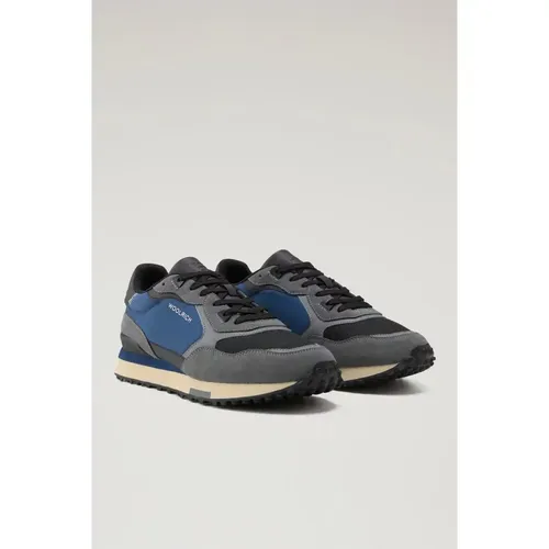 Retro Sneaker Blau Schwarz Grau , Herren, Größe: 40 EU - Woolrich - Modalova