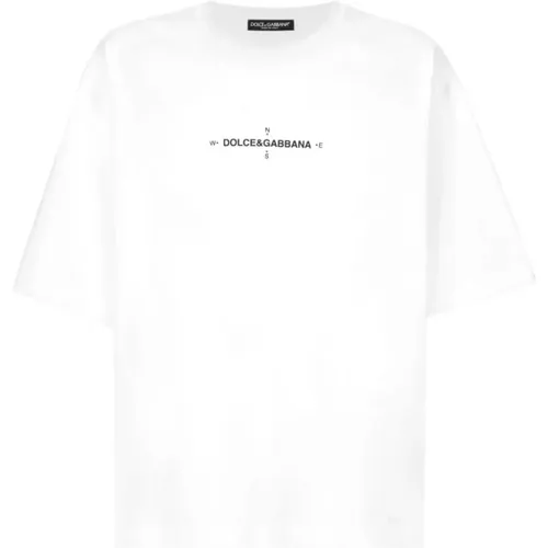 Optisch Weiße T-Shirt , Herren, Größe: L - Dolce & Gabbana - Modalova