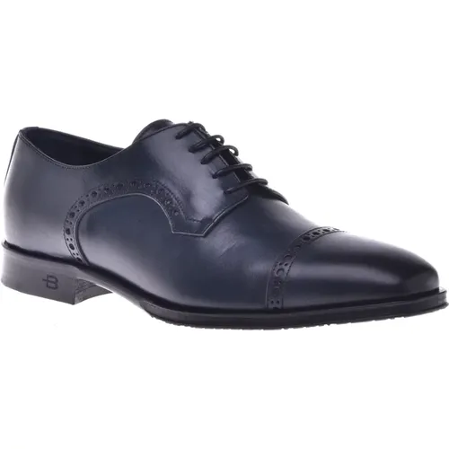 Lace-ups in dark leather , Herren, Größe: 42 1/2 EU - Baldinini - Modalova