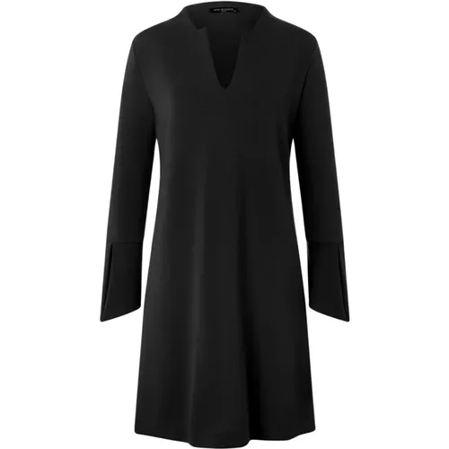 Schwarzes Jerseykleid mit Schlitz und Tunika-Ausschnitt - Ana Alcazar - Modalova