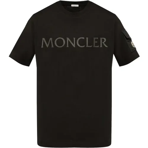 T-shirt with Logo Print , male, Sizes: S - Moncler - Modalova