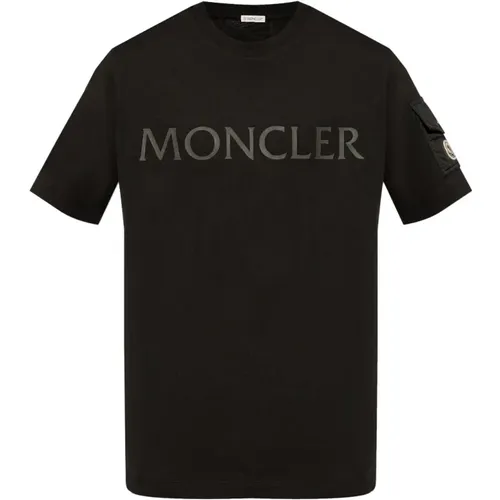 T-shirt with Logo Print , male, Sizes: XL, M - Moncler - Modalova