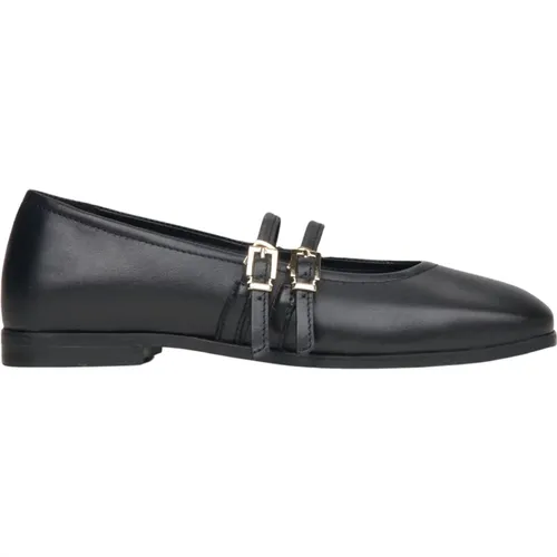 Damen Schwarze Ballettflats mit einer Schnalle aus hochwertigem italienischem Echtleder Er00115555 , Damen, Größe: 37 EU - Estro - Modalova