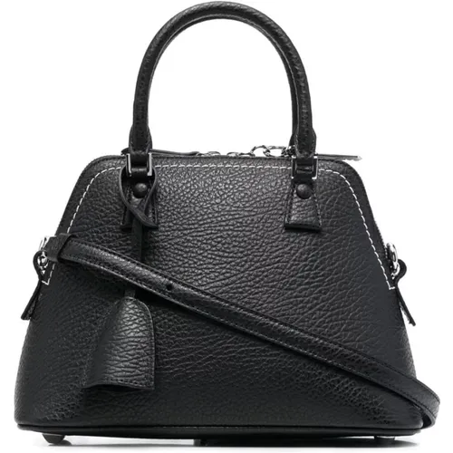 Schwarze 5AC Classic Mini Taschen,Schwarze Leder-Tote-Tasche mit Etikettendetail - Maison Margiela - Modalova