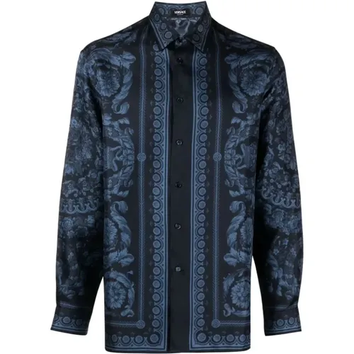 Barocco Print Shirt , male, Sizes: S, M - Versace - Modalova