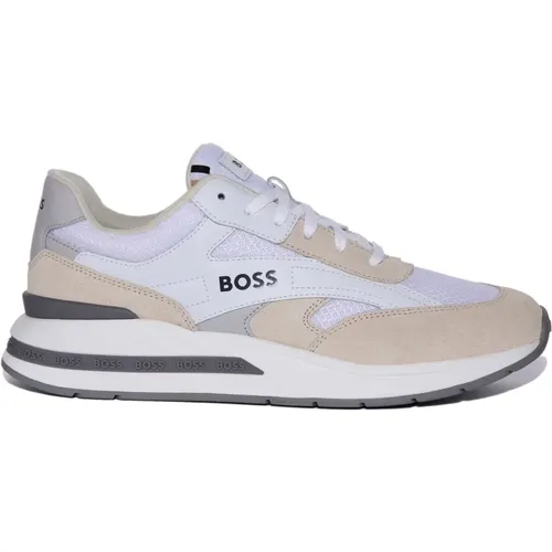 Mixed Material Runner in White Grey , male, Sizes: 8 UK, 11 UK, 7 UK - Boss - Modalova