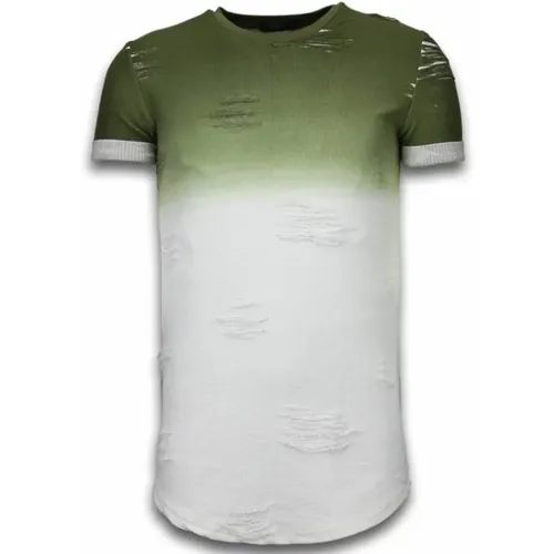 Flare Effect Long Fit Dual Colored - Men T-Shirt - T09165Gr , male, Sizes: S, M - True Rise - Modalova